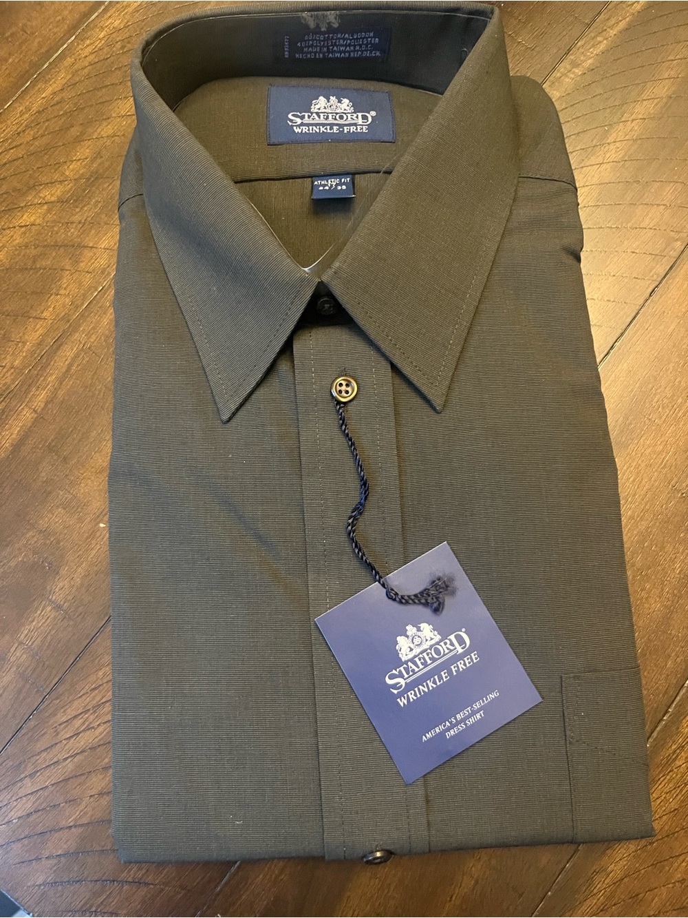 Stafford Olive Green Wrinkle-Free Men's Dress Shirt